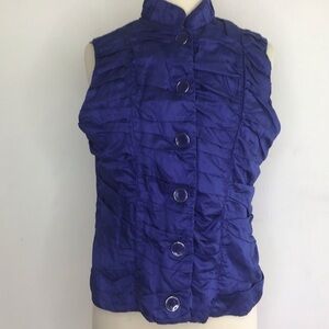 Erin London Topside Royal Blue Ruched Vest with decorative buttons Size Medium
